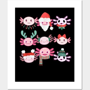 Christmas Axolotls Santa Reindeer Meowy Axolotlmas Animal Lover Xmas Posters and Art